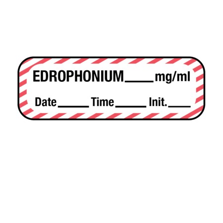 Label, Edrophonium 1/2 X 1-1/2 White W/Red Stripes & Black